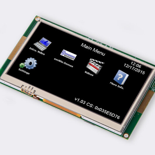 A photo of 4.3” No Touch LCD GUI from the front angle