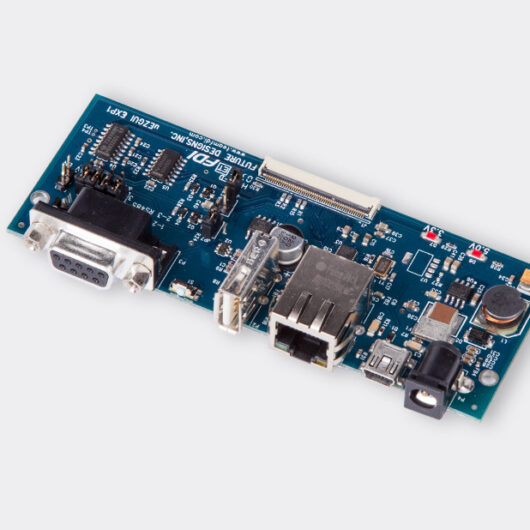 A photo of Expansion Board for µEZGUIs with Ethernet, USB Host/Device, RS232/RS485, Power Input from the front