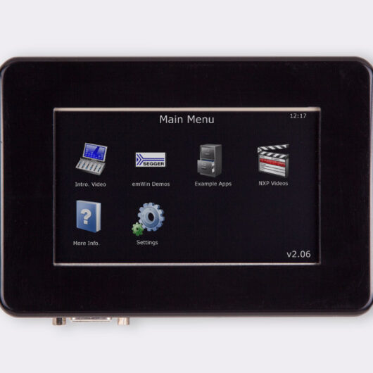 A photo of 4.3″ Resistive Touchscreen LCD GUI in a Housing from the front